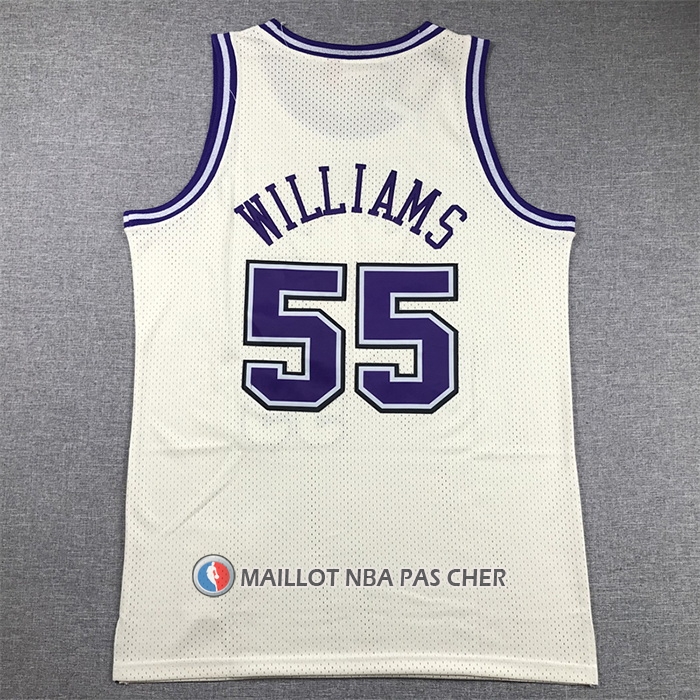 Maillot Sacramento Kings Jason Williams NO 55 Mitchell & Ness Chainstitch Creme